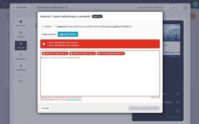 Step 2 in Add in bulk mode with validation errors panel for identifiers