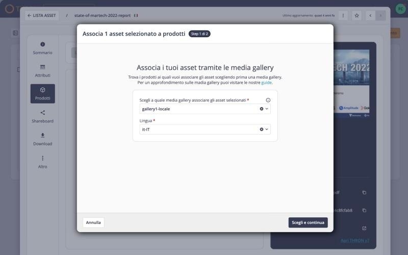 Step 1 of the linking flow with media attribute and language selected